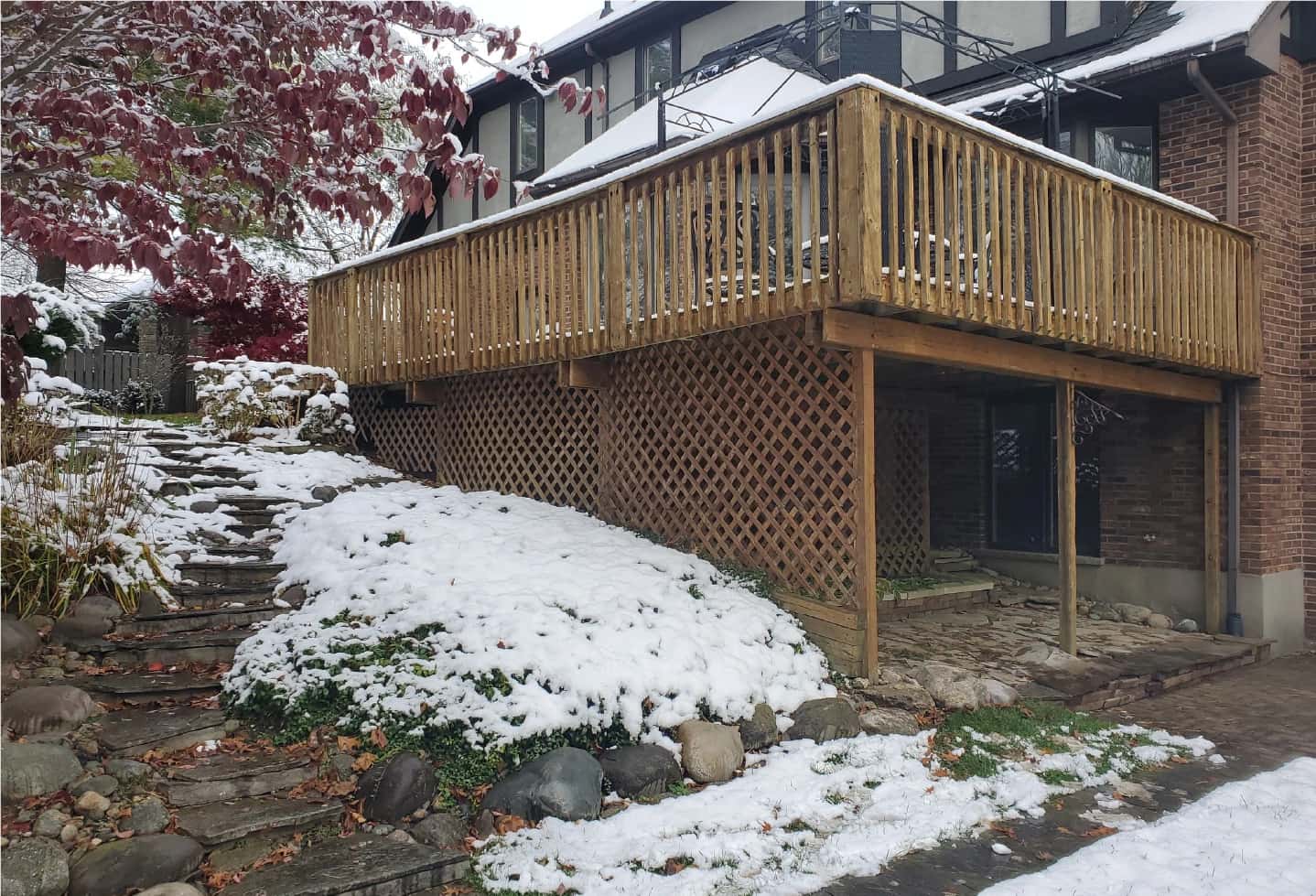 before picture of house with old weathered wood deck