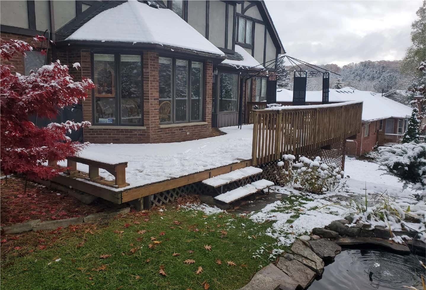 before picture of house with old weathered wood deck