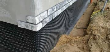waterproofing membrane at house foundation