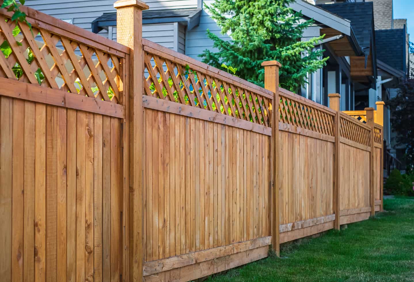privacy wood fence with lattice top