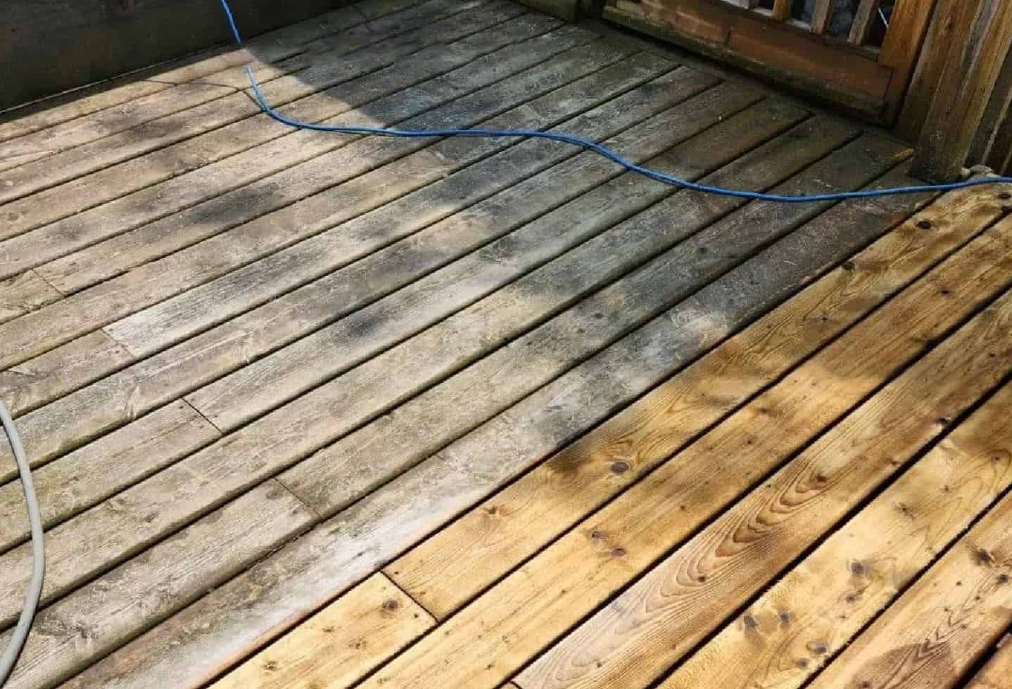 before and after of wood cleaning