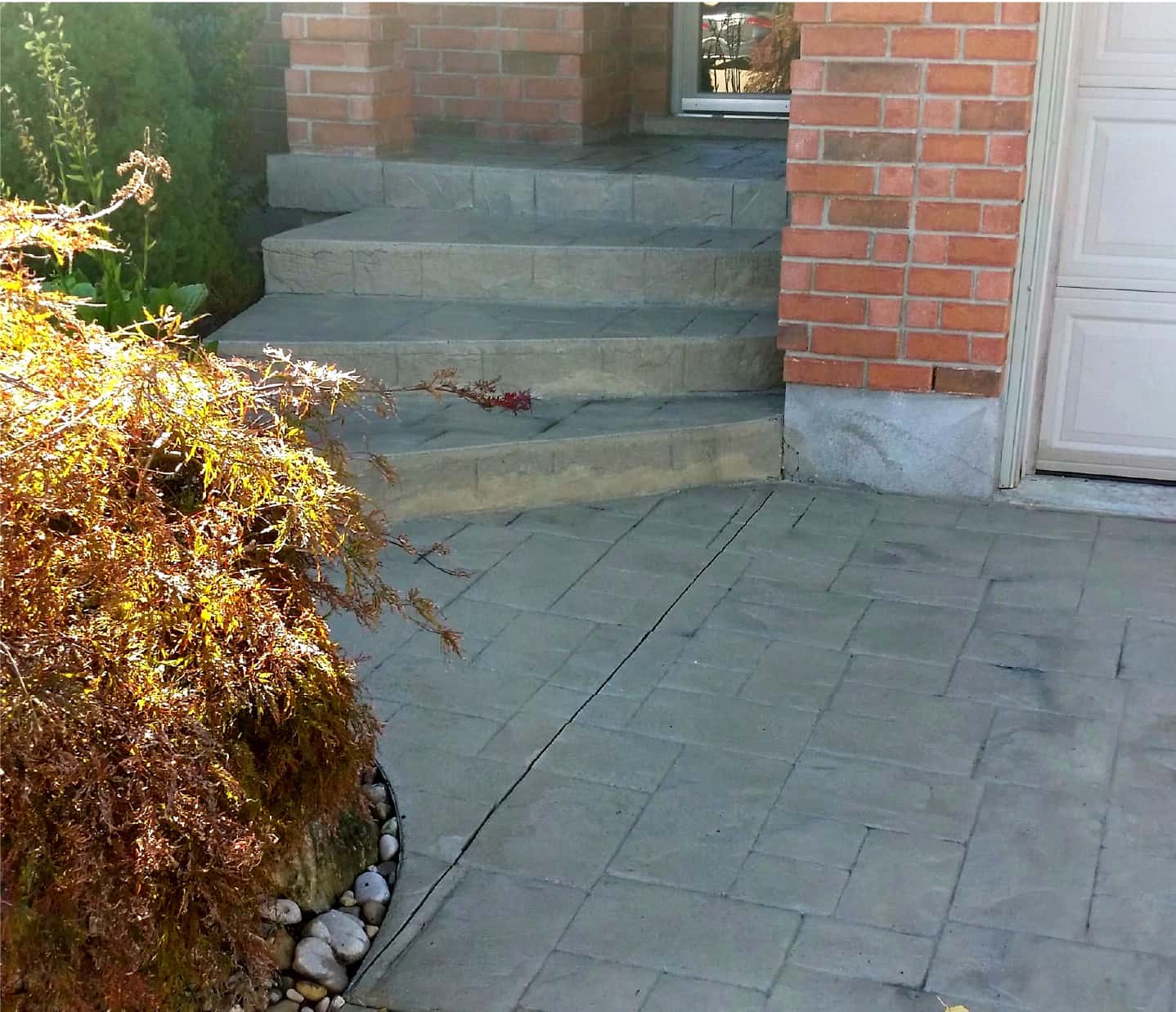 freshly power washed stone steps