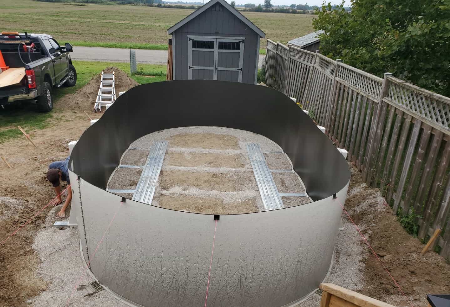 above ground fibreglass swimming pool installation