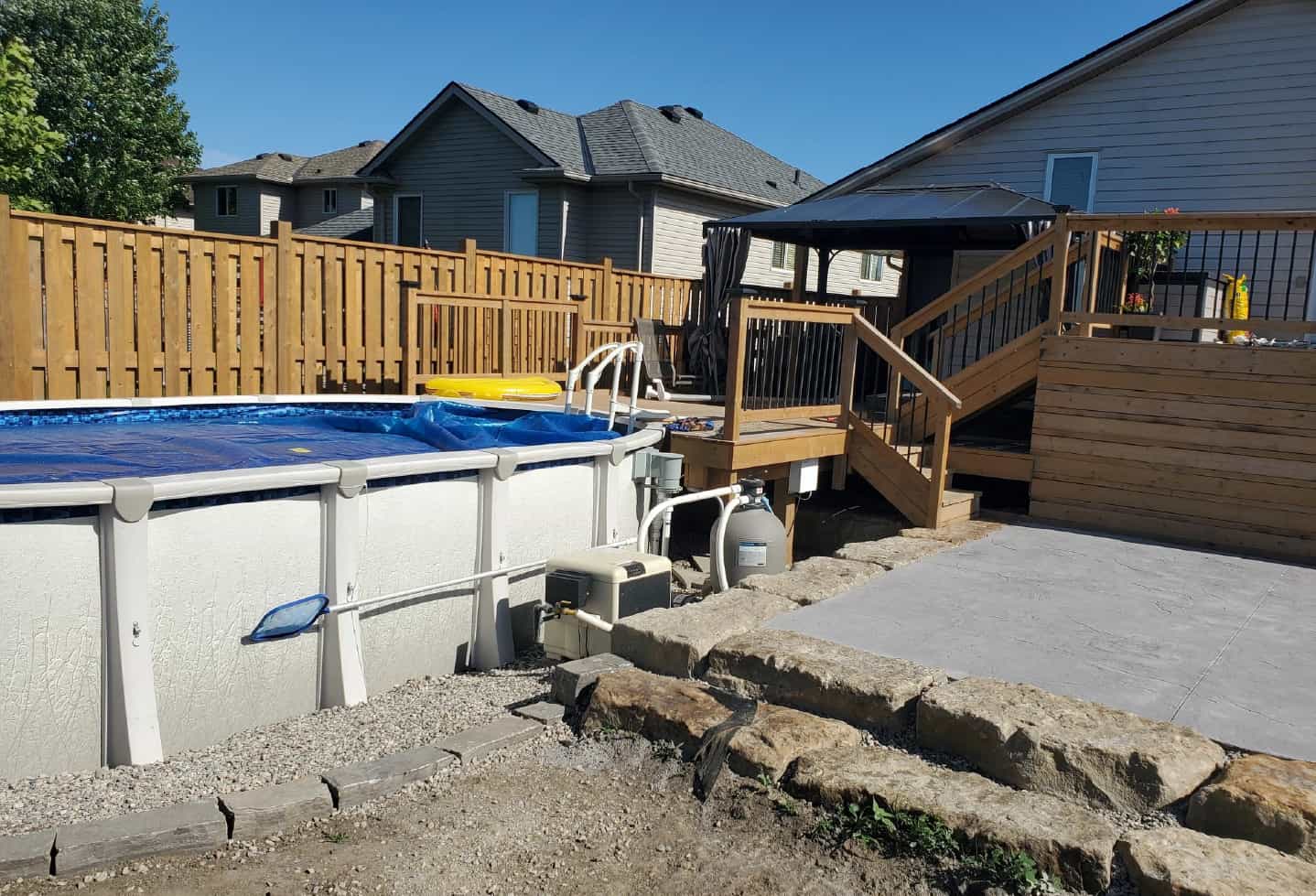 above ground fibreglass swimming pool installation