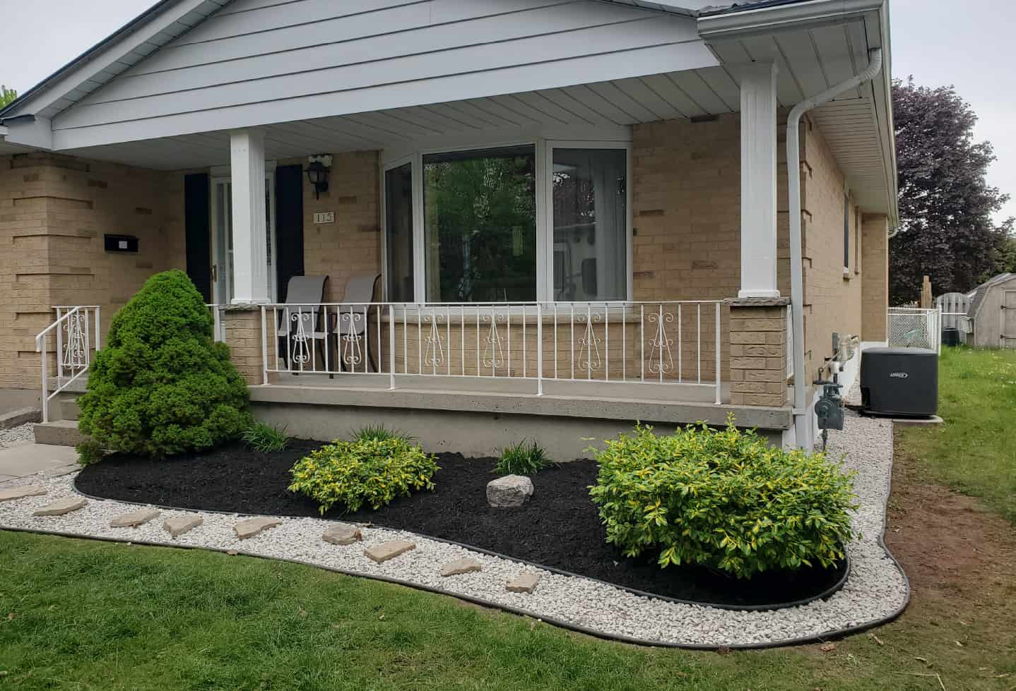 front yard landscaping of single family house